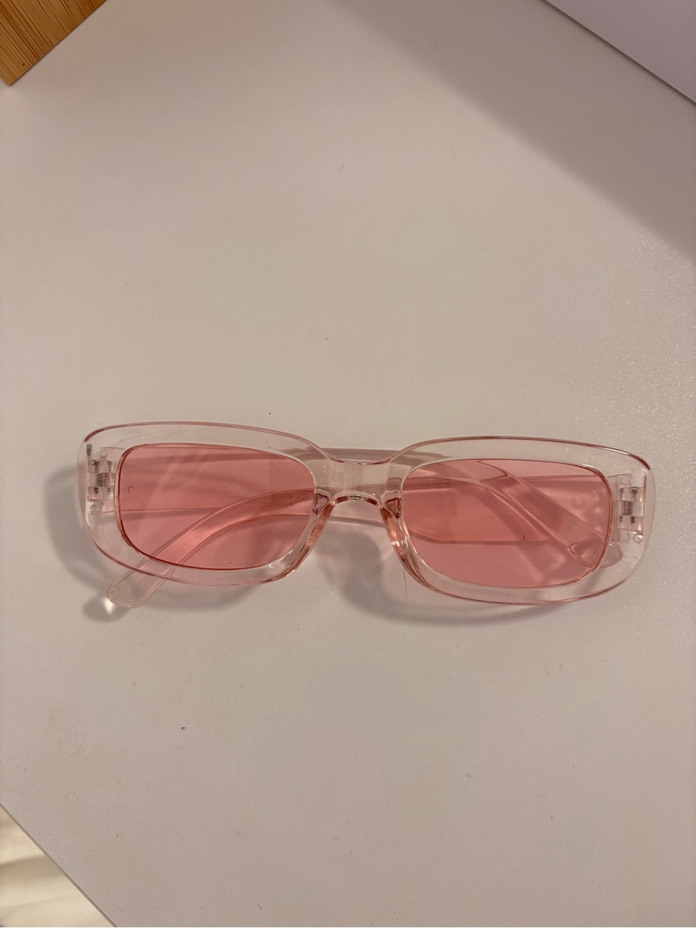 Clear Pink Rectangular Sunglasses for Women